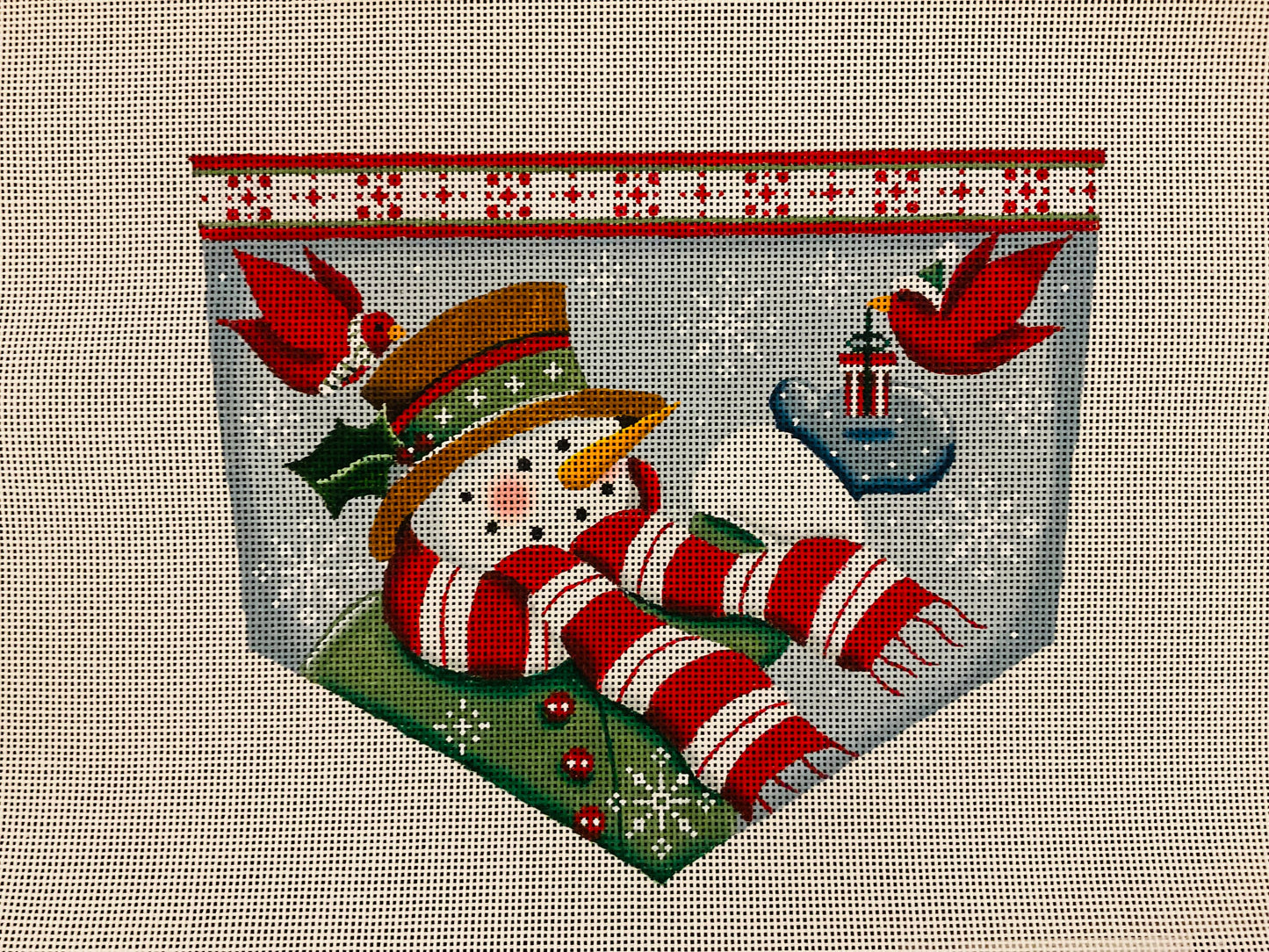 Stocking Cuff Cardinal Snowman