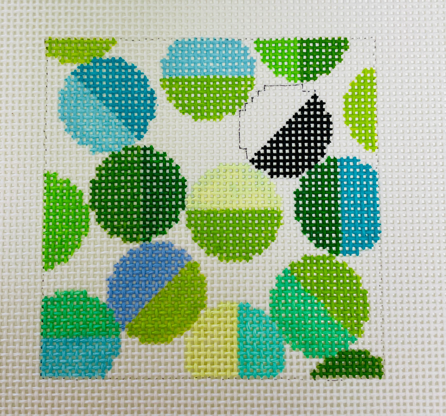 4" Square Dots Green and Blue Coaster