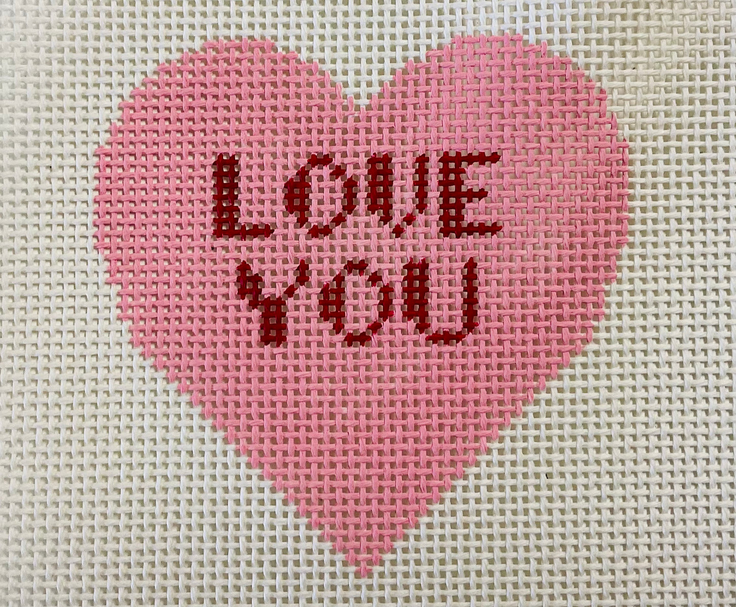 Pink Love You Heart on 13 Mesh