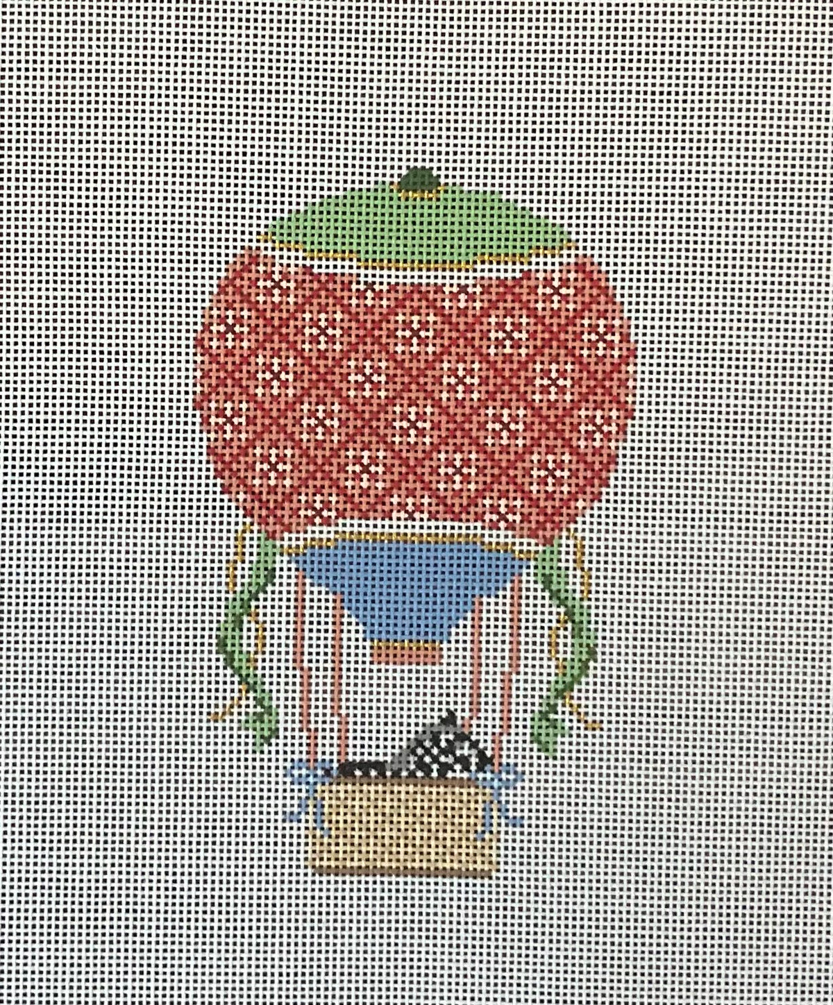 Coral and Green Hot Air Balloon with Zebra
