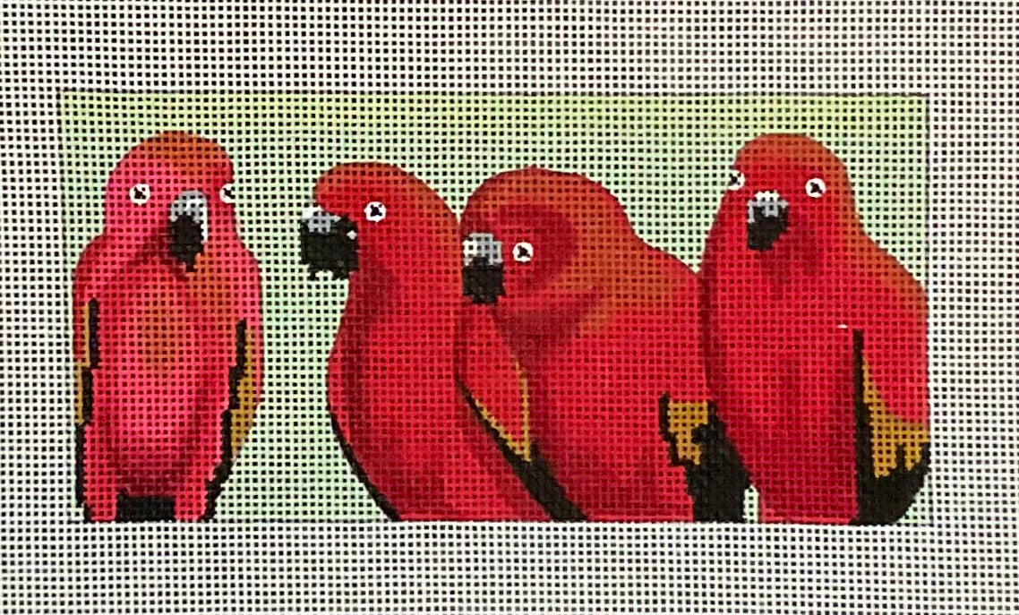 Four Red Parrots Inserts