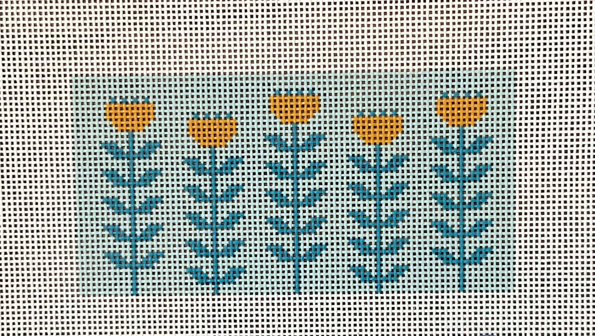 Blue/Gold Block Print Flower