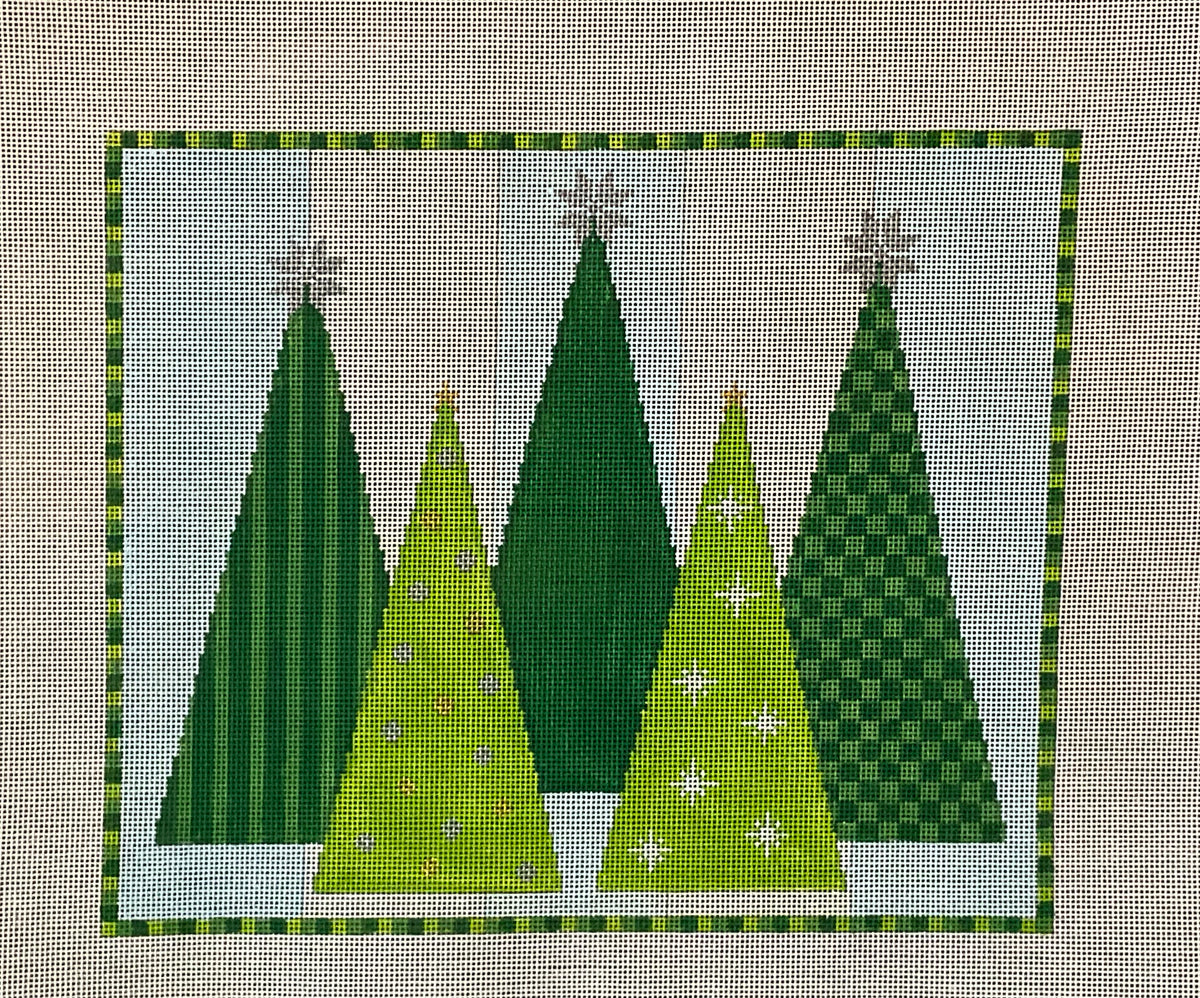Christmas Trees on Blue Stripes