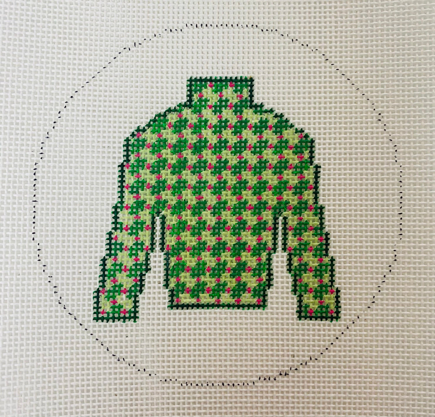 Jockey Silk Pink/Green Criss Cross Hungarian