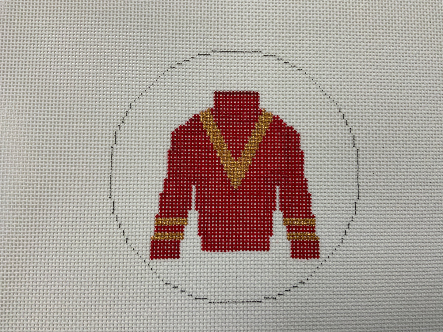 Jockey Silk Red with Metallic Gold V Kit