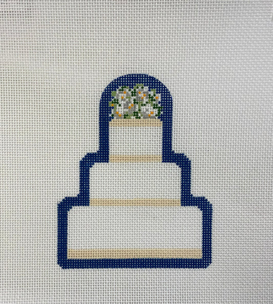Wedding Cake with Flowers Navy