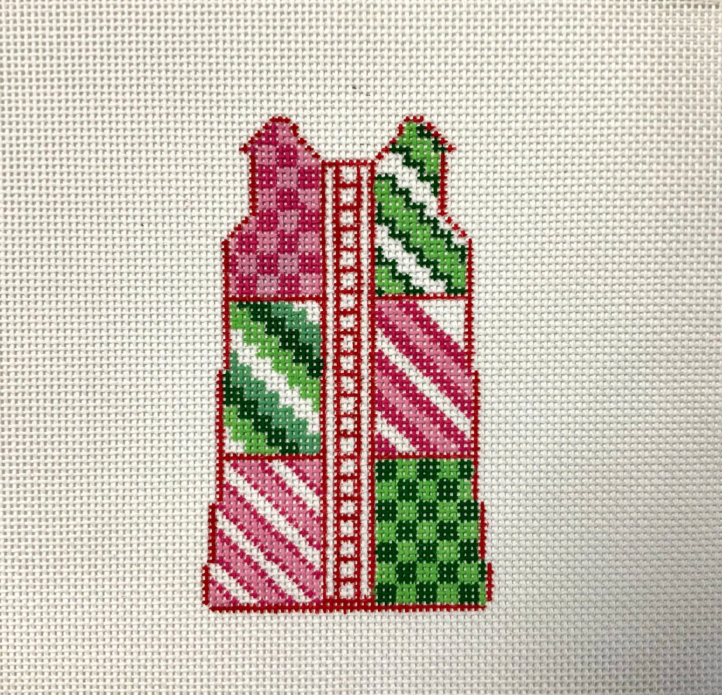 Shift Dress Pink and Green Geometric