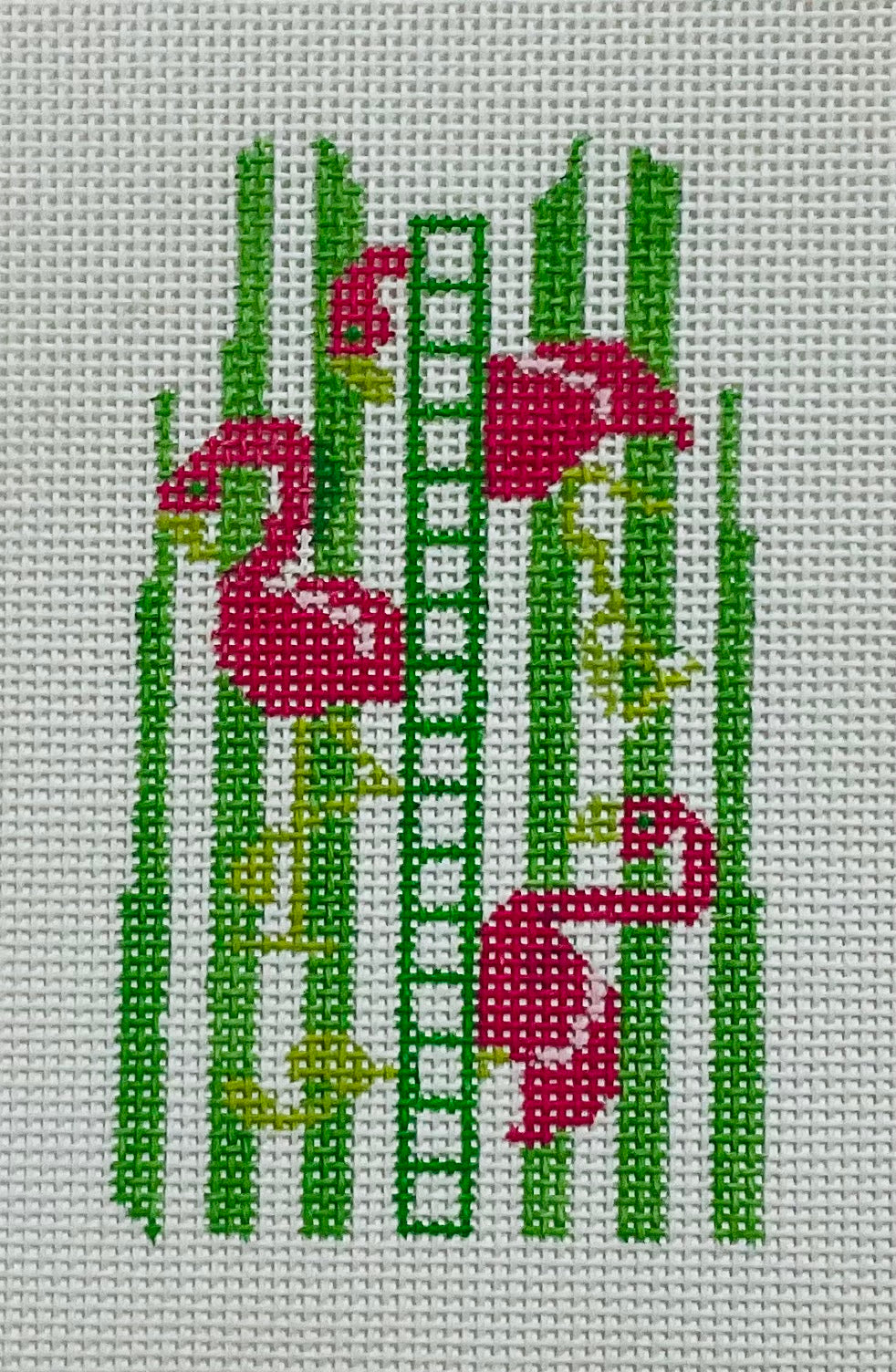 Shift Dress Flamingos on Green Stripes