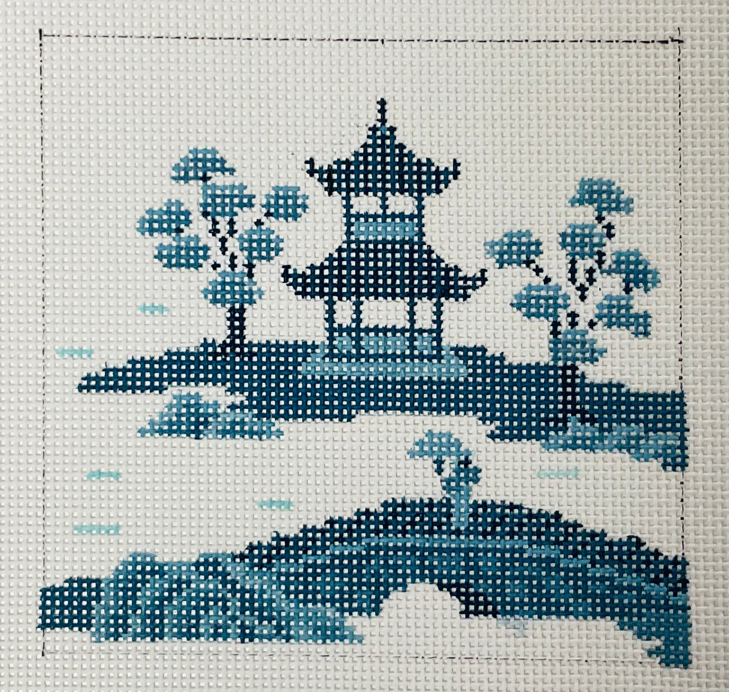 Coaster, Asian Islands, Bridge, Blue/White
