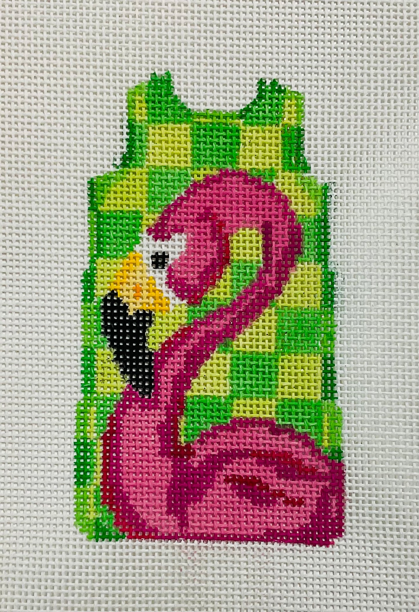 Shift Dress Flamingo on Green Checks