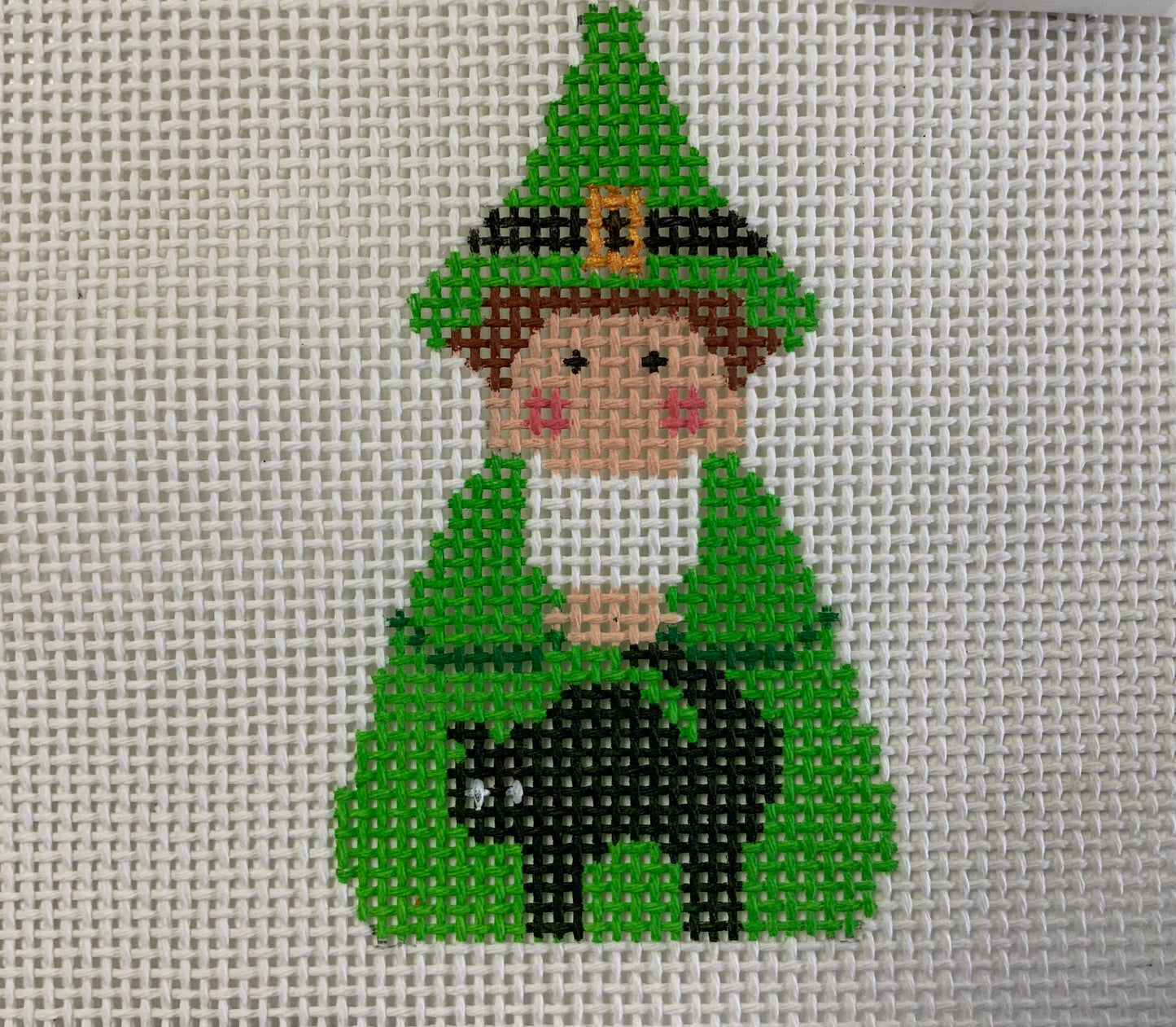 Angel Georgette Green Witch with Black Cat