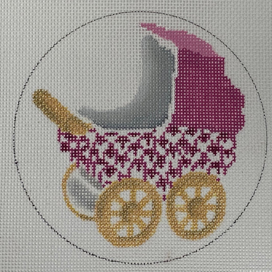 Baby Carriage - Pink Needlecraft Canvas