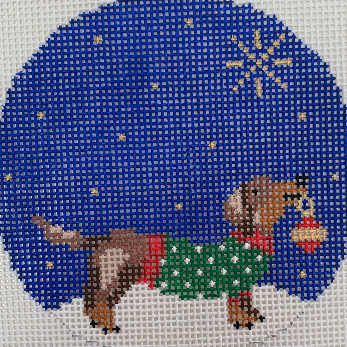Daschund Midnight Round Needlecraft Canvas