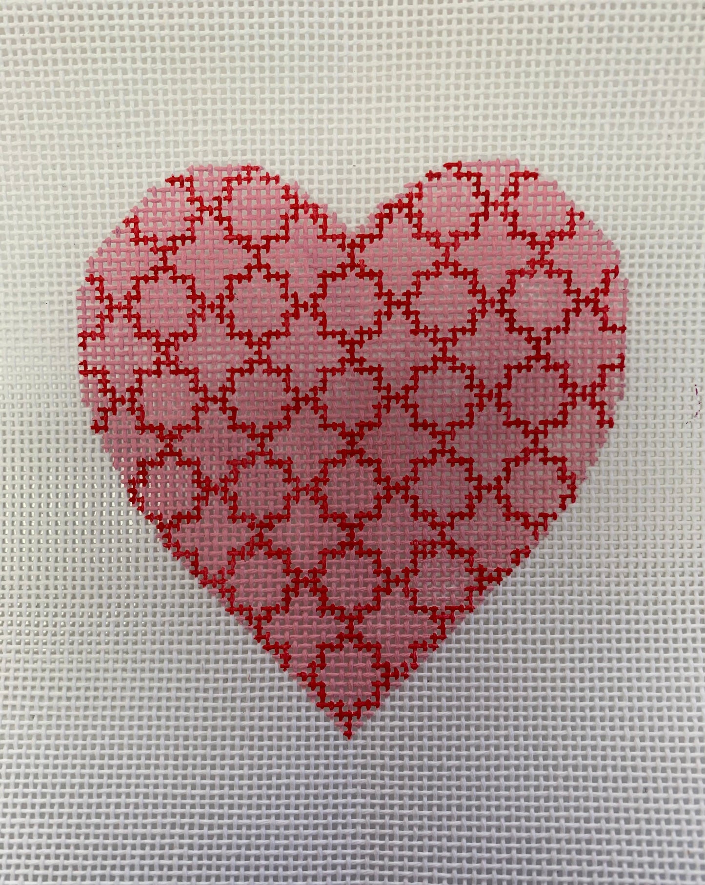 Heart Red Quatrefoil Needlecraft Canvas