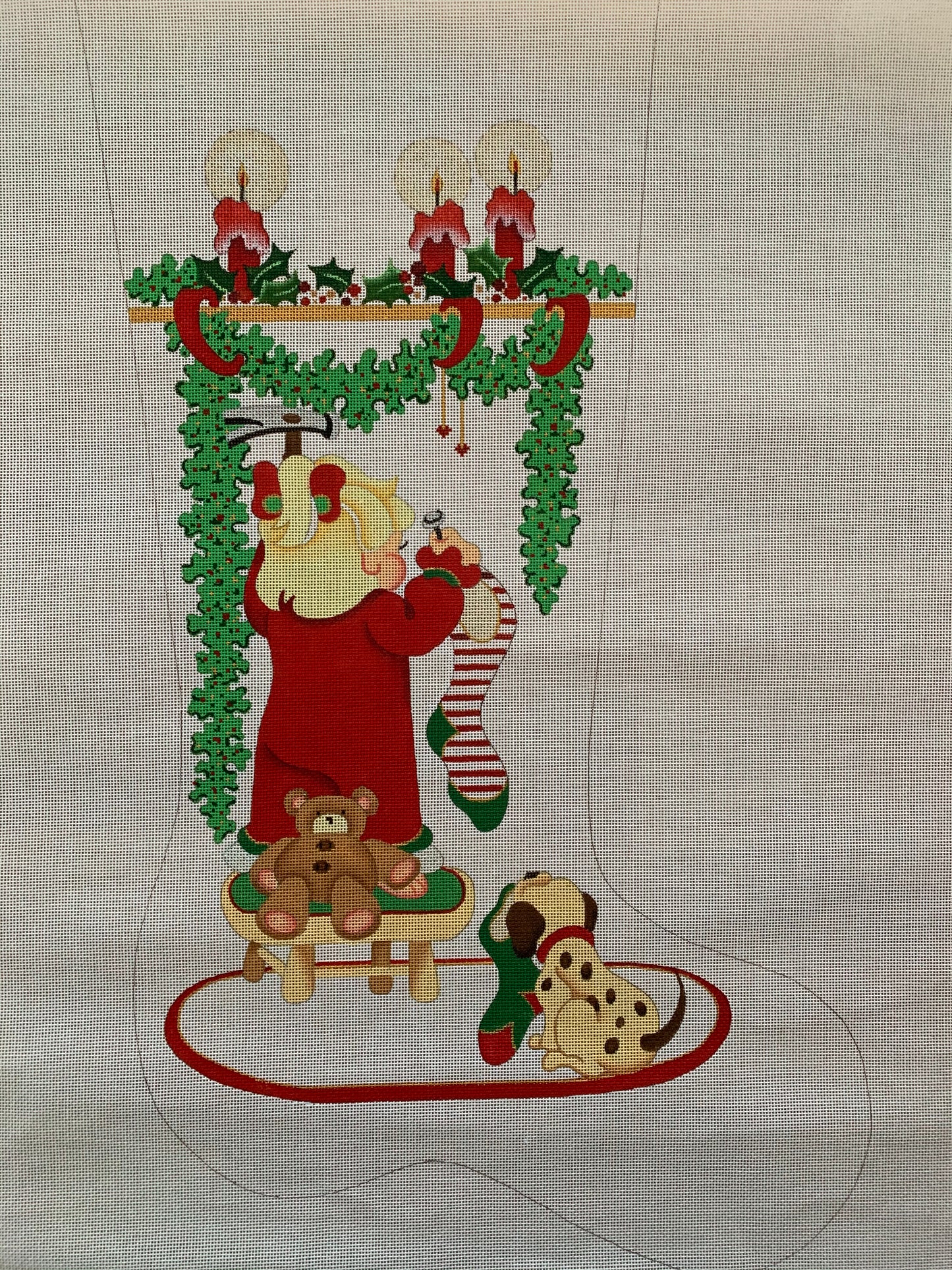 Stocking Girl with Stocking Needlecraft Canvas