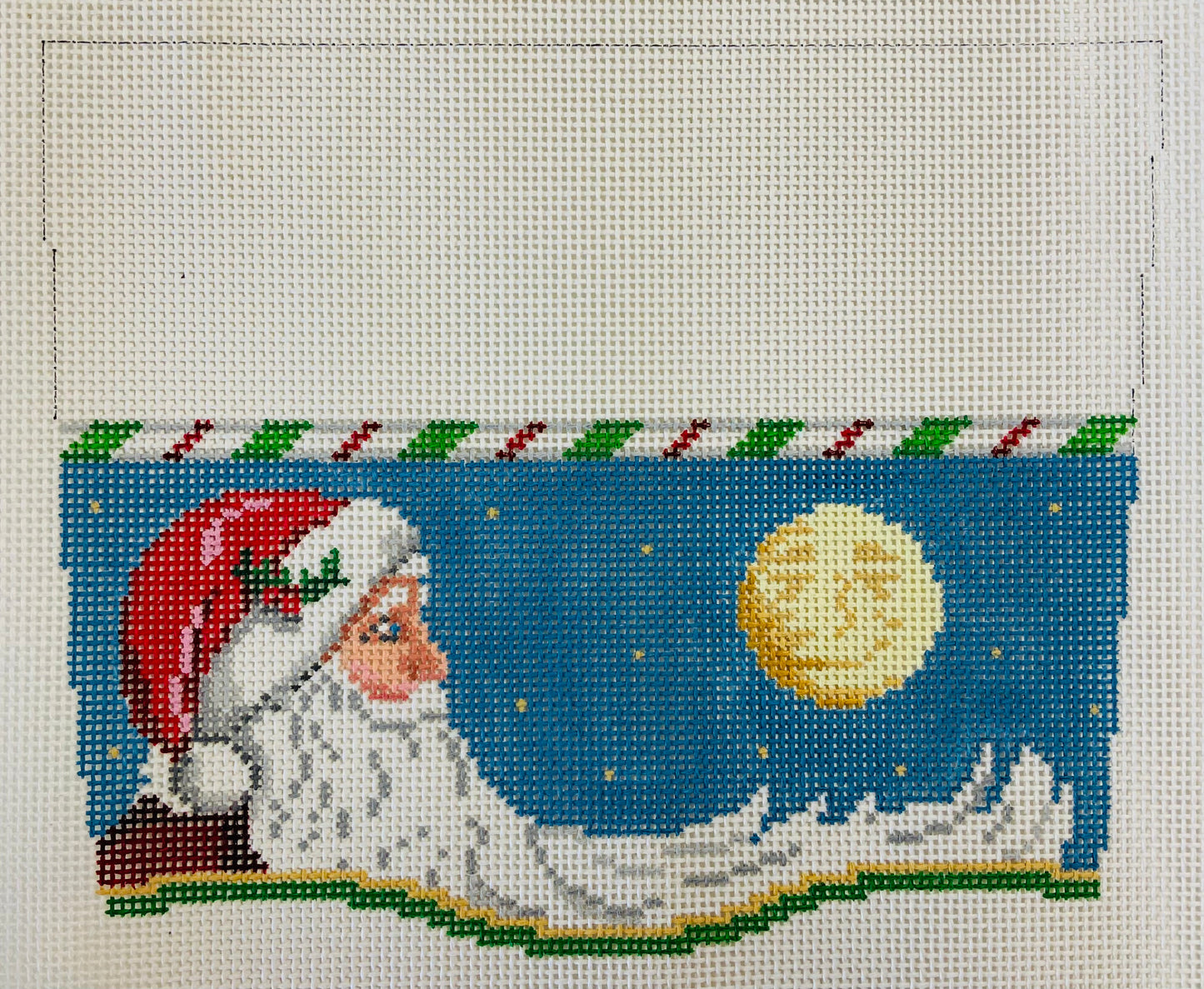 Stocking Cuff Moonlit Santa Needlecraft Canvas