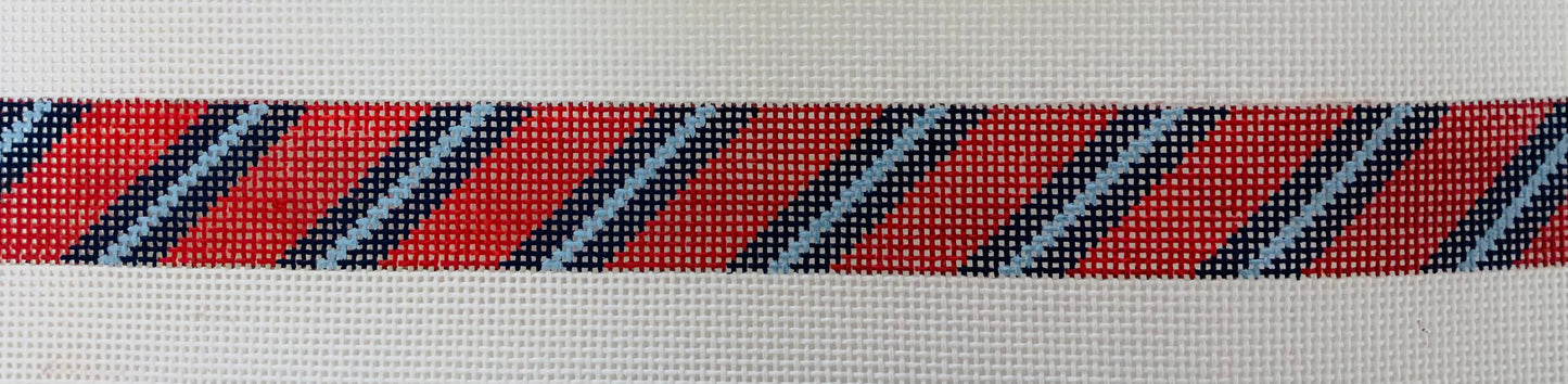 Belt - Stripe Navy/Coral Needlecraft Canvas