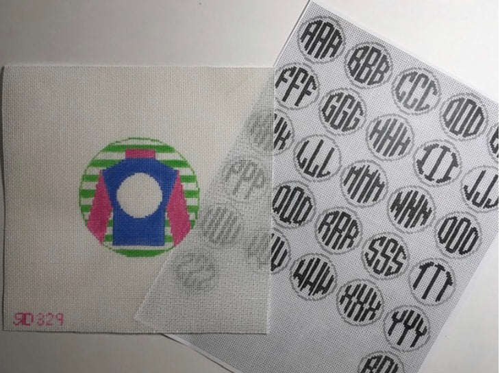 Jockey Silk Monogram Round Needlecraft Canvas