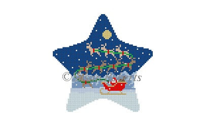 Star, Sleigh & 8 Reindeer Needlecraft Canvas