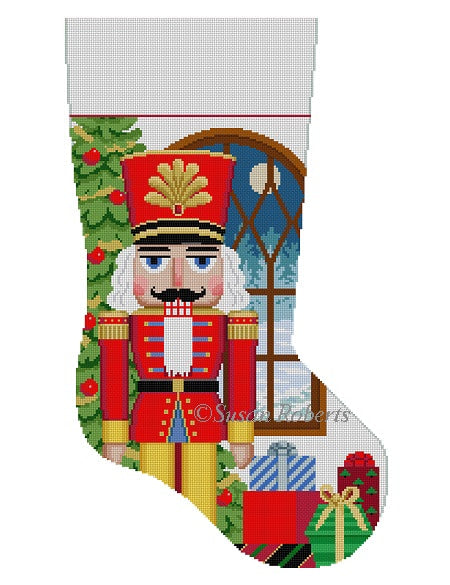 Nutcracker In Window, Stocking Needlecraft Canvas