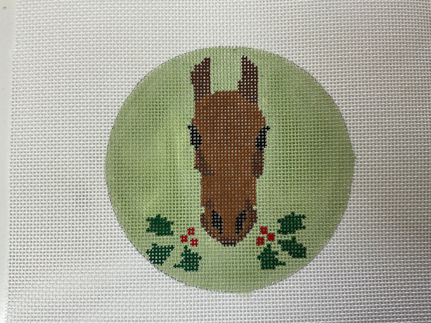 Round Horse Head Holly Needlecraft Canvas