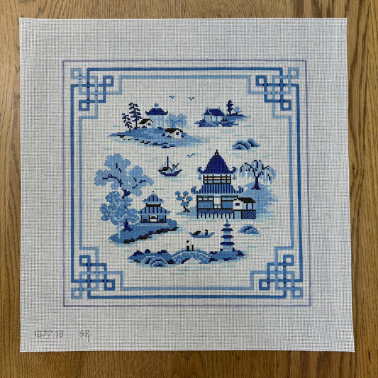 Tranquil Blue Landscape, Blue - 13 Mesh
