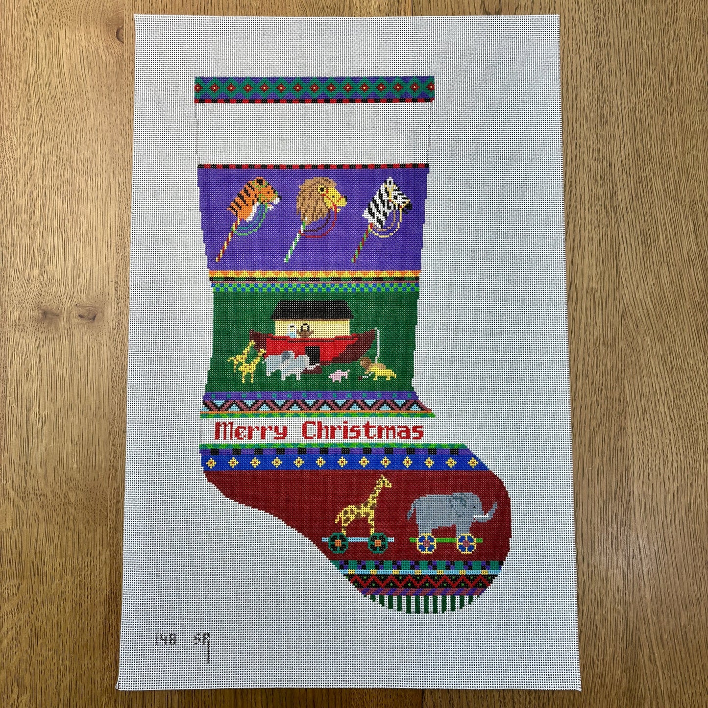 Bold Stripe Noah's Ark Stocking