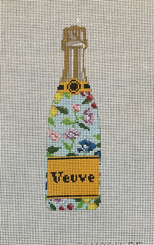 Veuve Champagne Bottle Blue Floral