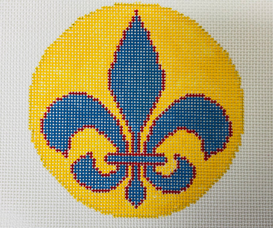Fleur De Lis Blue/Red on Yellow (solid)