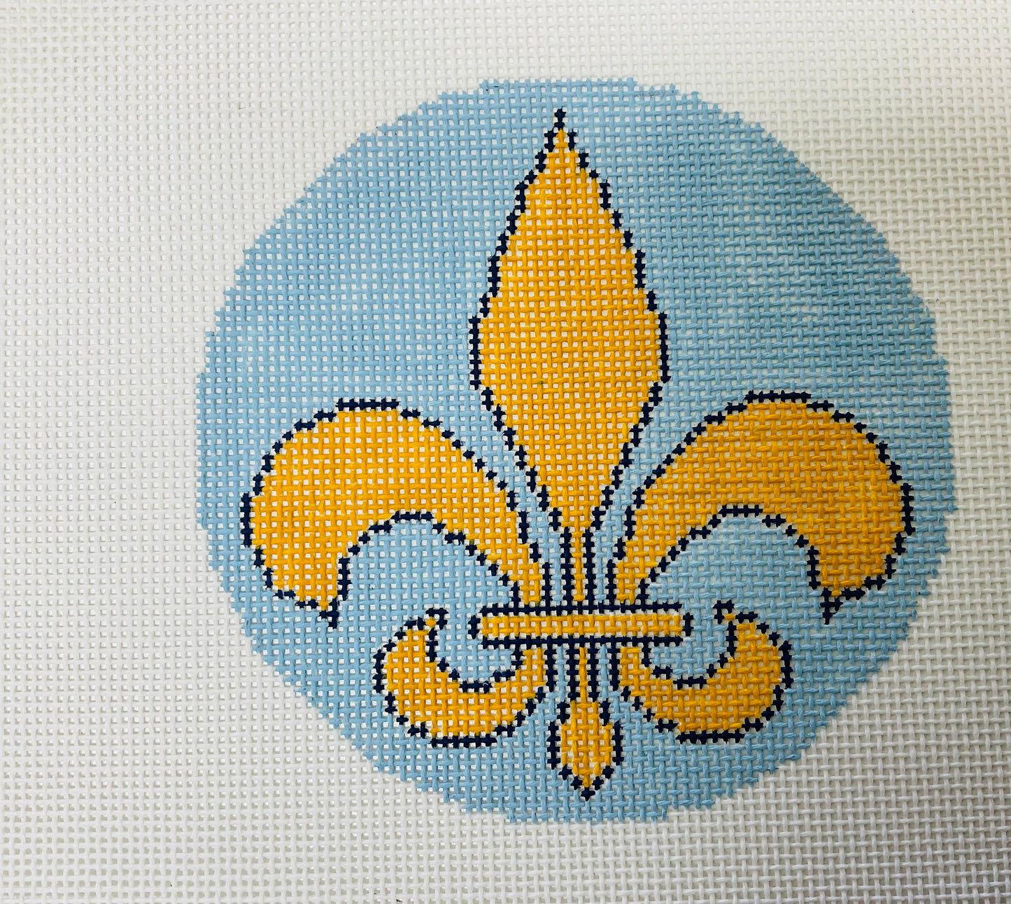 Fleur De Lis Yellow on Light Blue (solid)