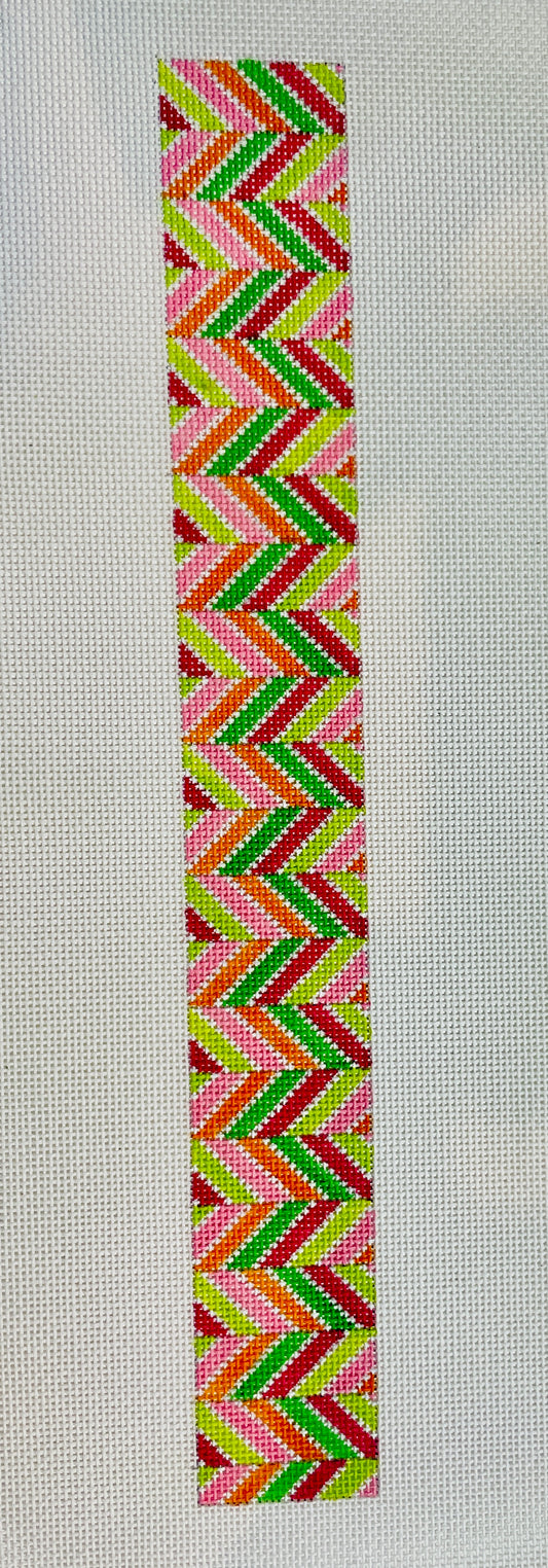 Chevron Pattern Pinks, Greens, & Orange Dog Collar or Key Fob