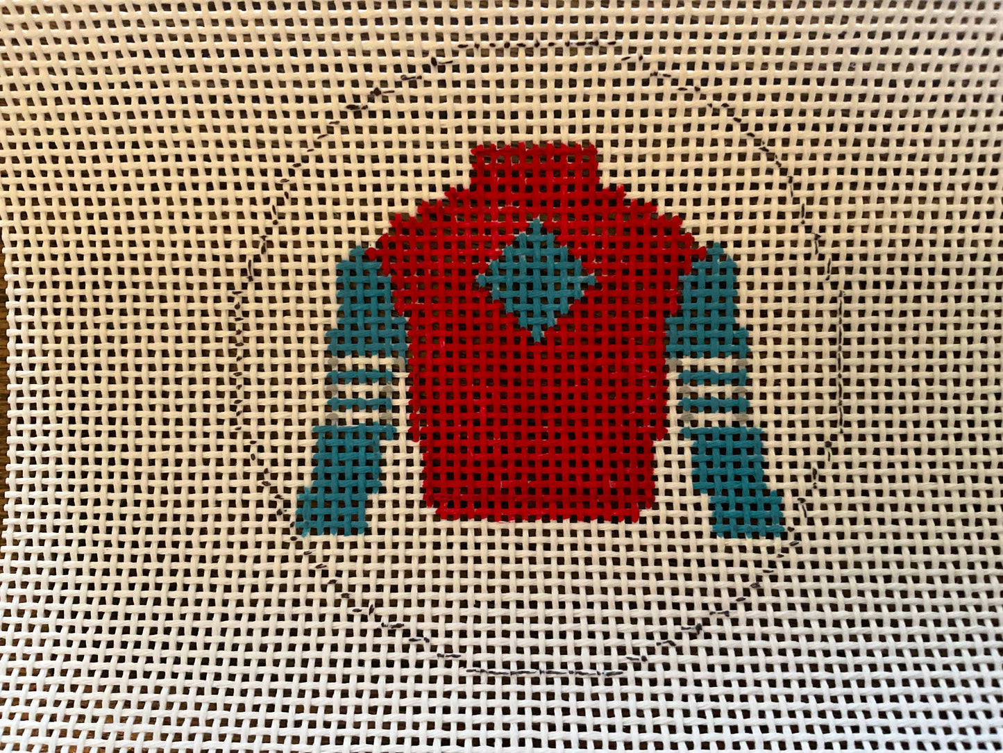 Jockey Silk Red/Turquoise on 13 Mesh