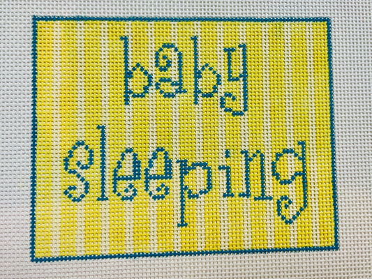 Baby Sleeping Sign on Yellow Stripes