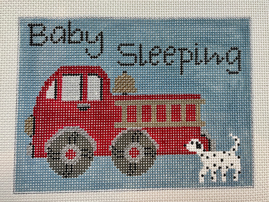 Baby Sleeping Sign with Fire Truck Engine and Dalmation