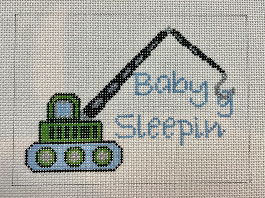 Baby Sleeping Sign with Constuction Crane