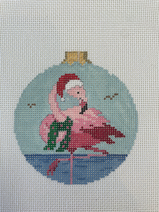 Ornament Christmas Flamingo with Santa Hat