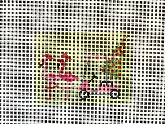 Palm Beach Christmas - Golf Cart with Flamingos