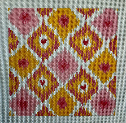 IKat Diamonds with Allover Hearts - Coral, Pink, Apricot