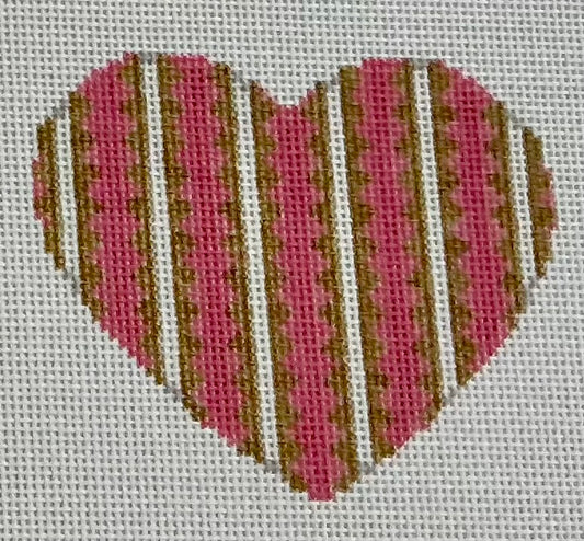 Striped Gold Heart - Pink