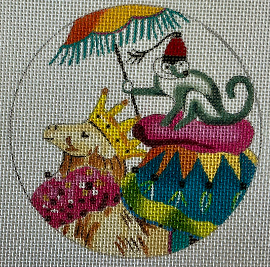 Camel and Monkey with Umbrella Round