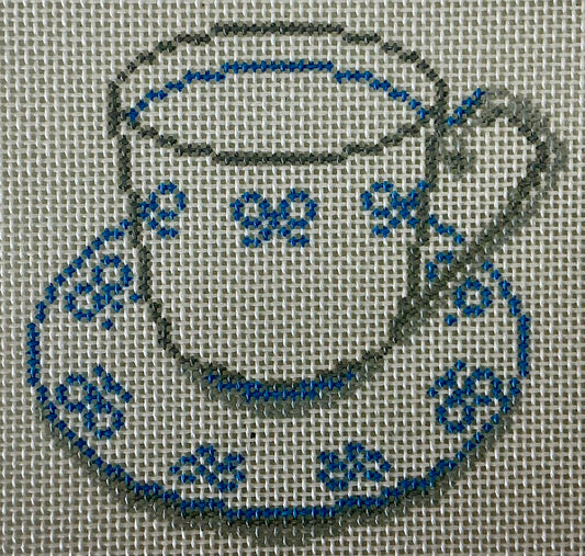 Blue Bow Teacup Canvas