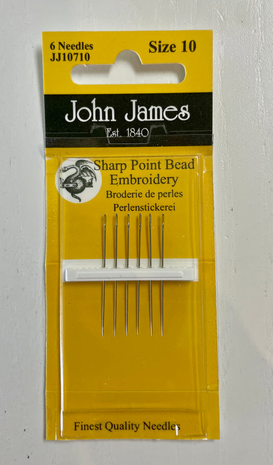 John James Sharp Point Beading Needles Size 10 - 6 in Pack