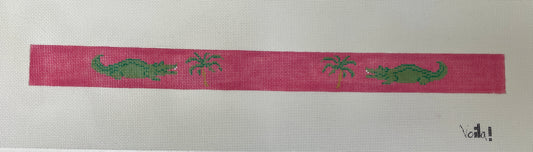 Dog Collar Alligator and Palm Tree on Pink