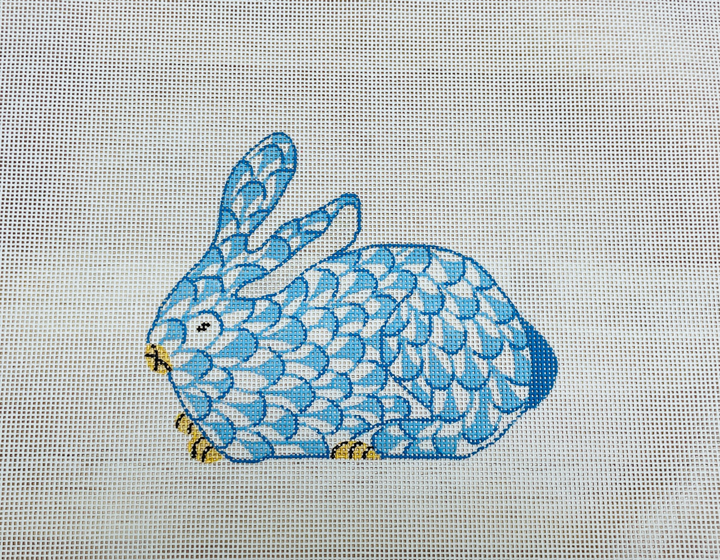 Mini Herend Bunny Crouching - Blue