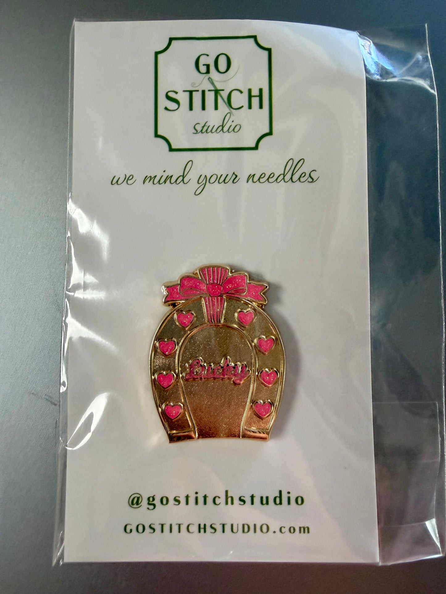 Lucky Heart Horseshoe Needle Minder - Go Stitch Studio