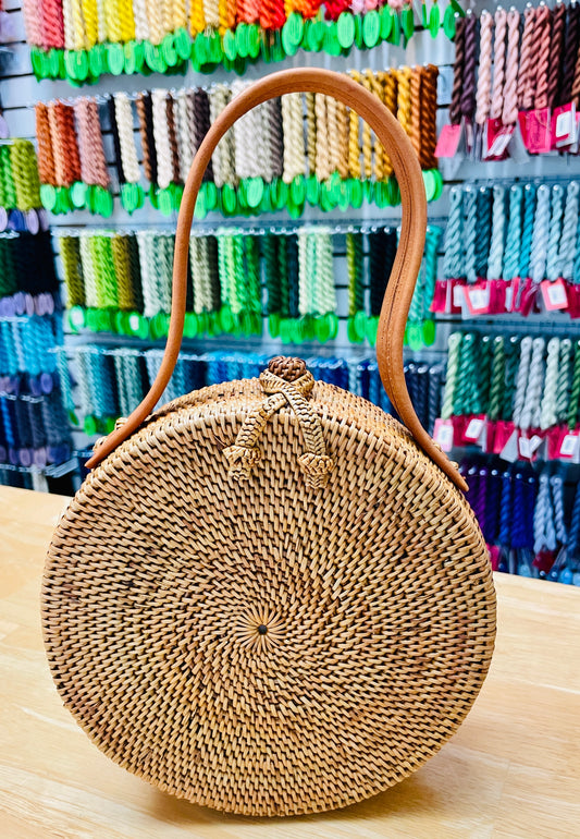 Rattan Round Purse with Handle