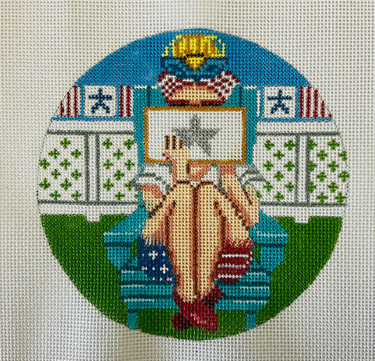 4th of July Stitching Girl