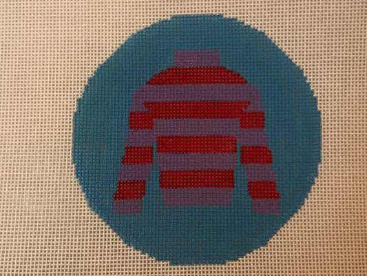 Jockey Silk Red/Purple Stripes on Turquoise