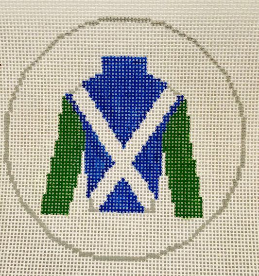 Jockey Silk Blue Cross with Green with Stitch Guide
