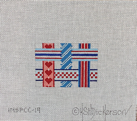 Planet Earth Credit Card Case Insert Woven Ribbons Red White and Blue